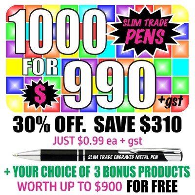 1000 Slim Trade Pens with &#39;Bonus Product Offer&#39;