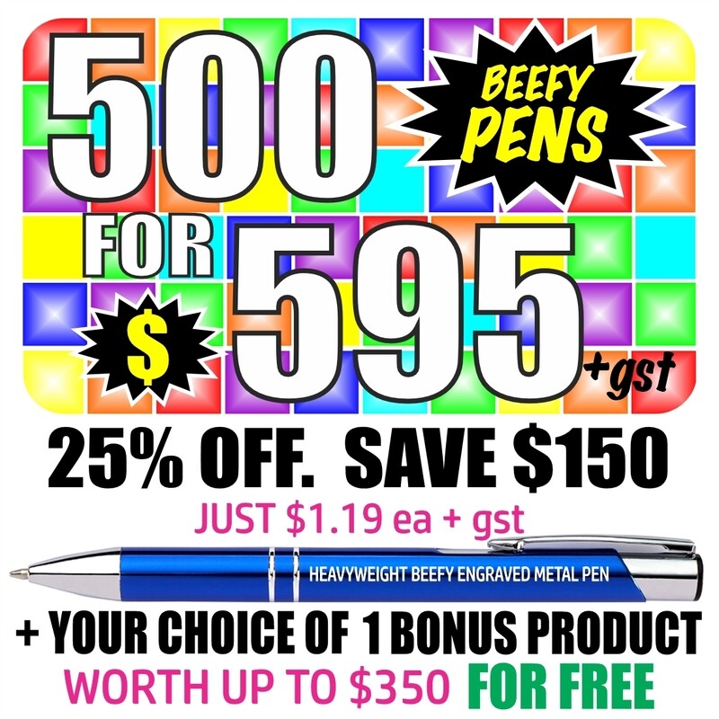 500 BEEFY Heavyweighted Metal Pens with &#39;Bonus Product Offer&#39;