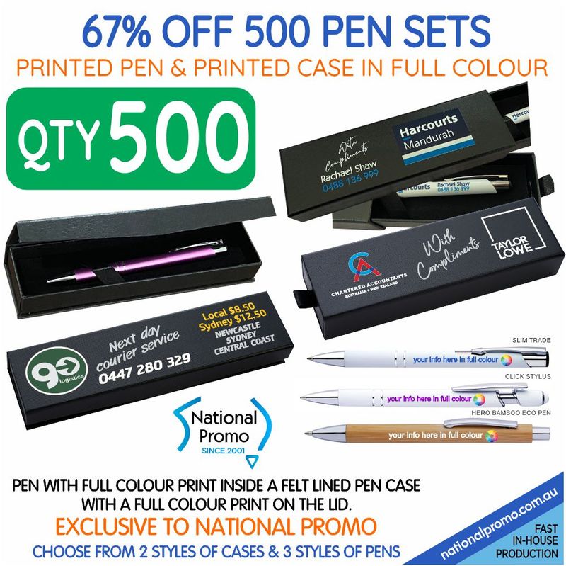 Pen Set &gt; Qty 500  with Full Colour Pen &amp; Case Print