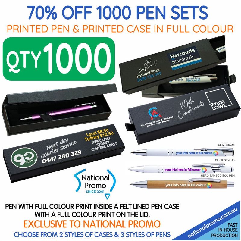 Pen Set &gt; Qty 1000  with Full Colour Pen &amp; Case Print