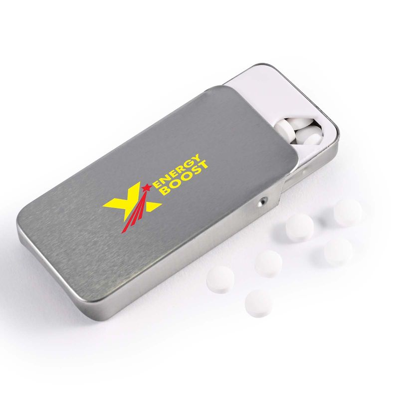 SUGAR FREE BREATH MINTS IN SILVER TIN