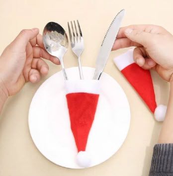 SANTA HAT CUTLERY HOLDERS $1.00 ea