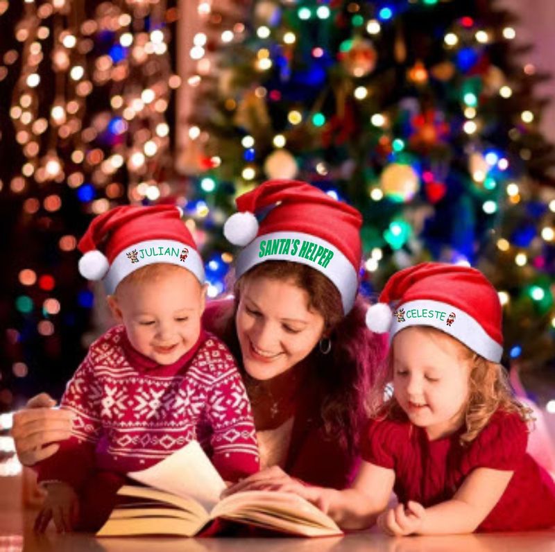 SANTA HATS > PERSONALISED PRINT $4.40 ea