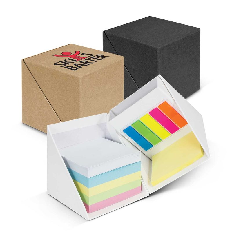 DESK CUBE WITH STICKY NOTES, PENCUP &amp; FLAGS