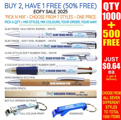 QTY 1000 &gt; &#39;PICK N MIX&#39; 50% FREE DEAL EOFY25 SALE