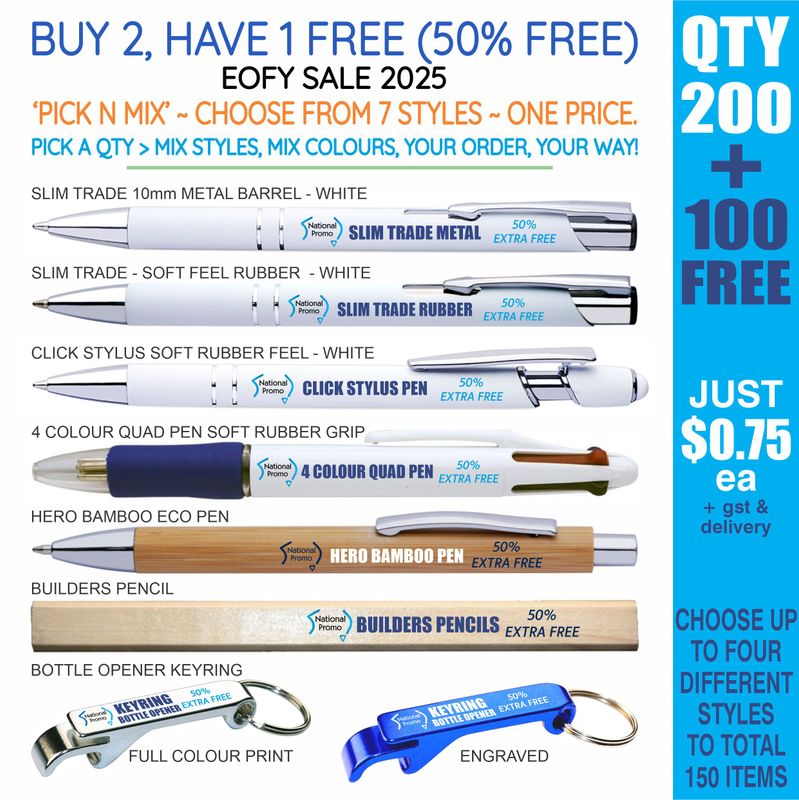 QTY 200 &gt; &#39;PICK N MIX&#39; 50% FREE DEAL EOFY25 SALE