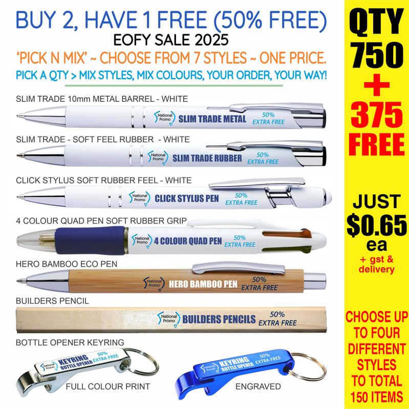 QTY 750 &gt; &#39;PICK N MIX&#39; 50% FREE DEAL EOFY25 SALE