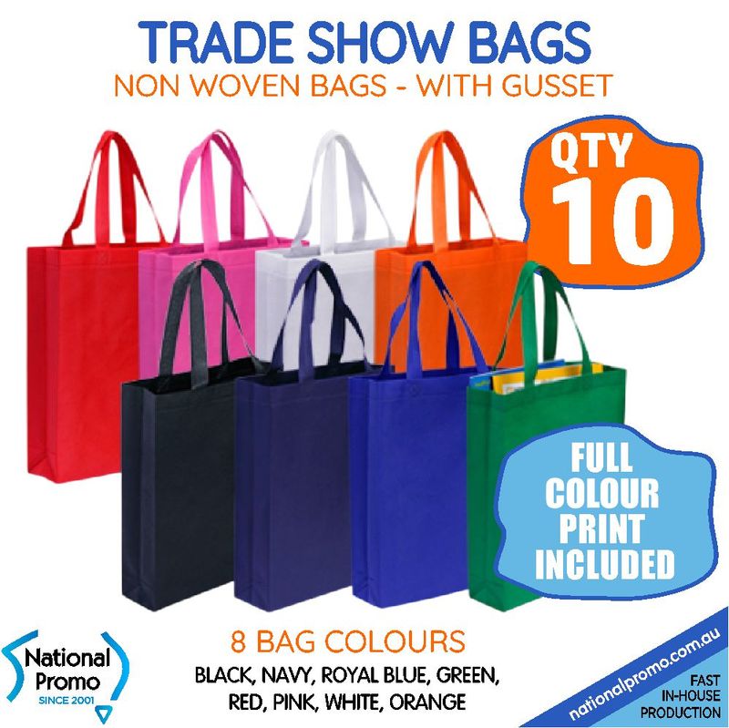 10 x TRADE SHOW BAGS with GUSSET
