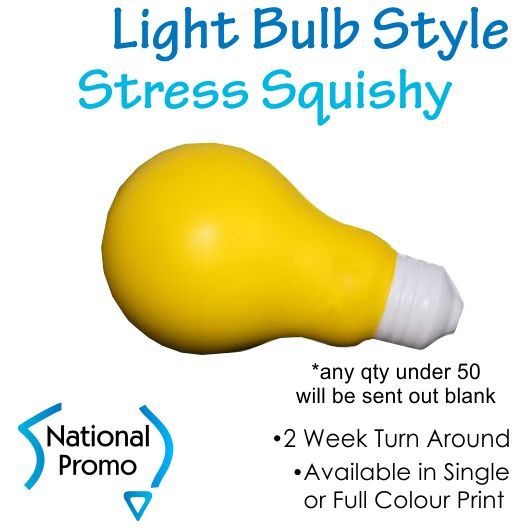 Single Colour Print Light Bulb Stress Squishy