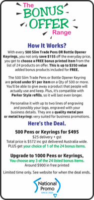 500 BEEFY Heavyweighted Metal Pens with 'Bonus Product Offer'