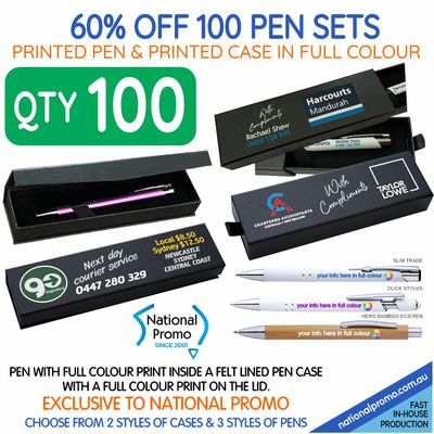 Pen Set > Qty 100 with Full Colour Pen & Case Print Pen Set > Qty 100 with Full Colour Pen & Case Print
