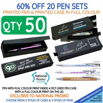 Pen Set > Qty 50 with Full Colour Pen & Case Print Pen Set > Qty 50 with Full Colour Pen & Case Print