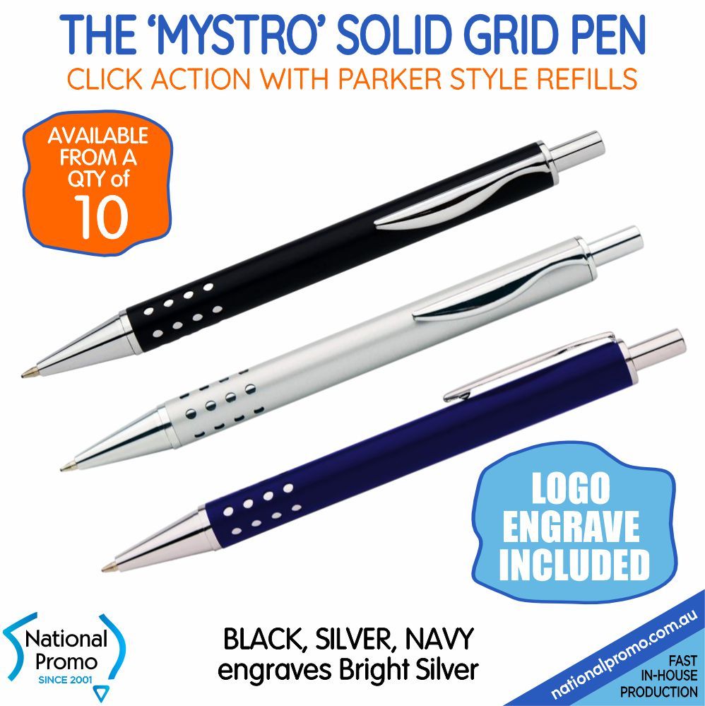 THE 'MYSTRO' Solid Grid Metal Engraved Pen