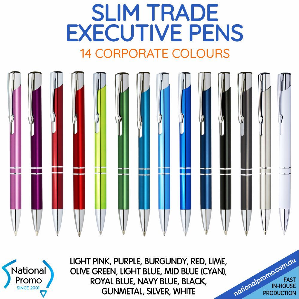 "SALE NOW ON" SLIM TRADE Metal Engraved Pen - 14 Colours