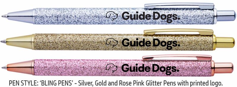 "SALE ON NOW" 3 BLING GLITTER PENS in Custom Cut Foam Pen Case