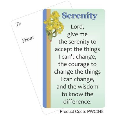 Serenity Prayer Pocket Card Wallet size - write on Keepsake