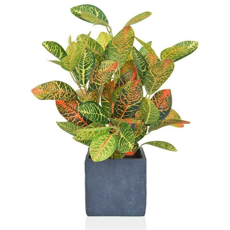 Artificial Croton in Slate Pot  36CM