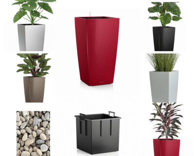 Lechuza Cubico 40  Planter - Artificial Plant Included