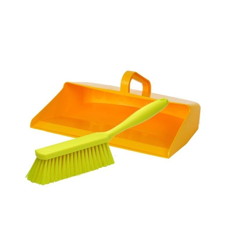 Enclosed Dustpan and Brush Yellow