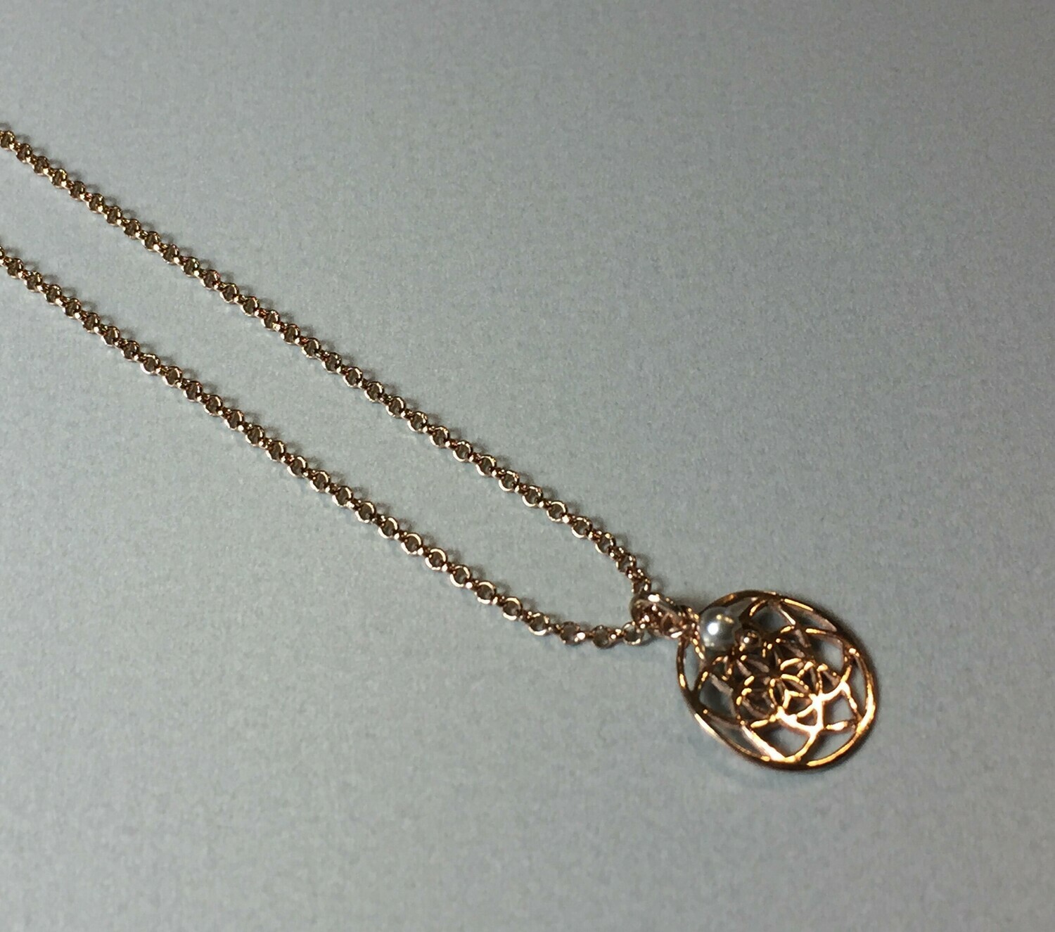 Kurze Halskette mit Lebenskreise Silber rose vergoldet