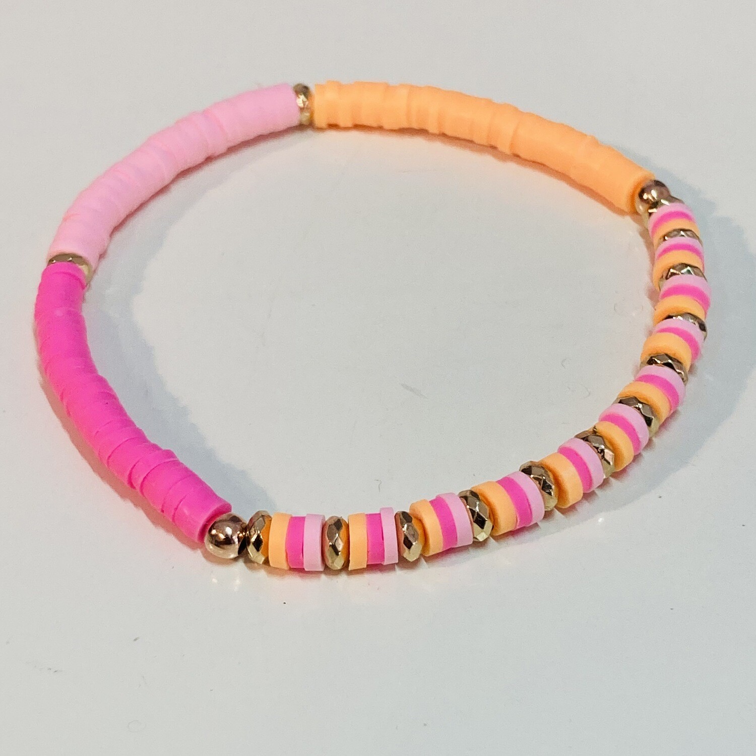 Flexibles Armband aus Katsukiperlen pink orange rosa
