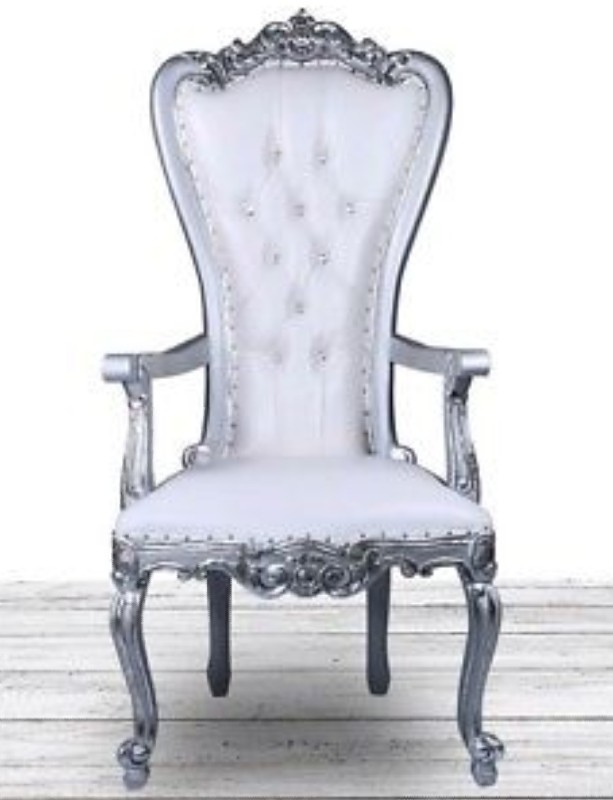 Adult Silver and White Throne Chair 
