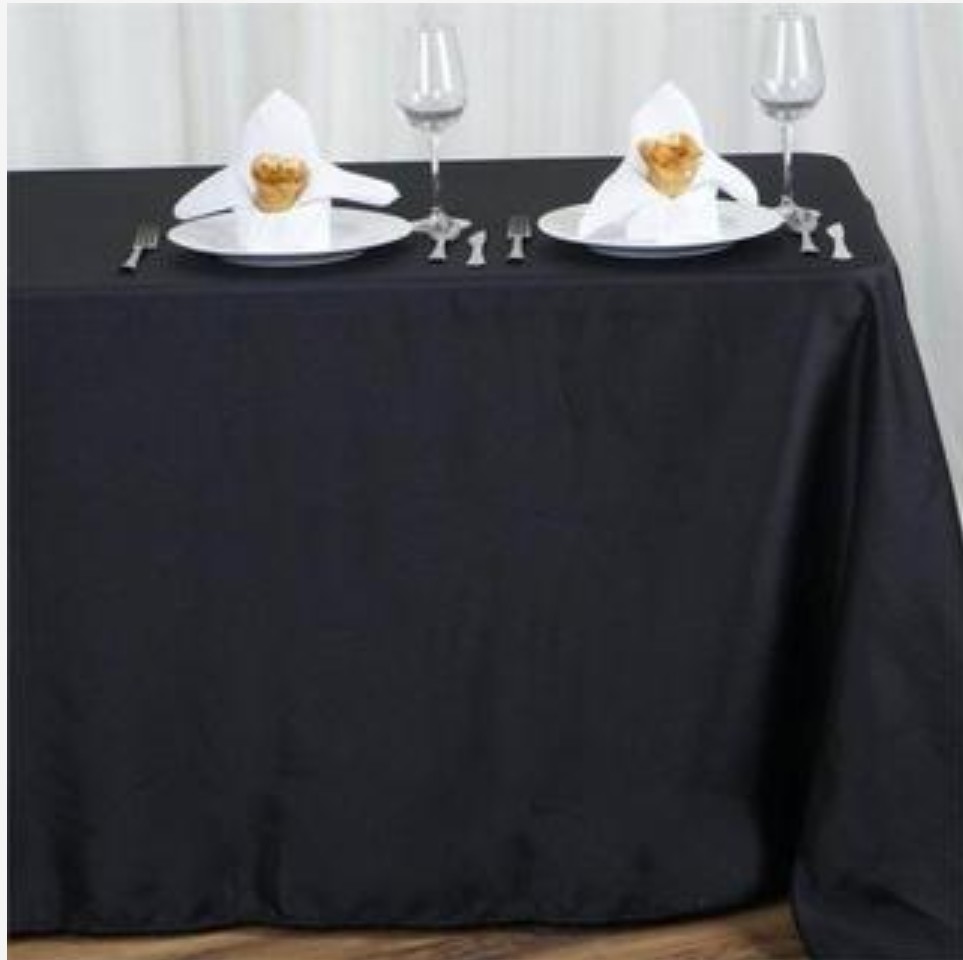 Black 90×156 Polyester Tablecloth