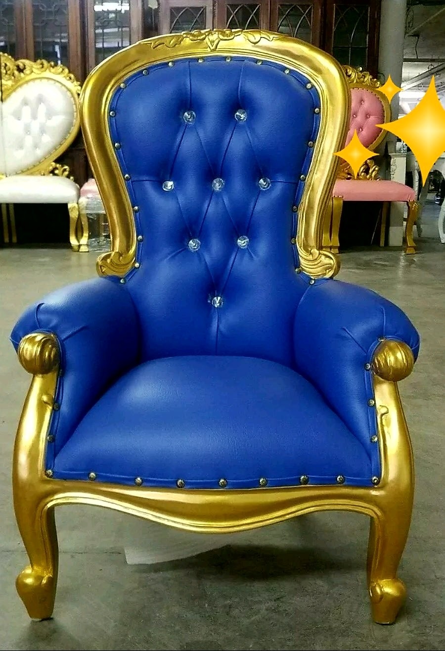 Blue &amp; Gold Child Mini Throne Chair