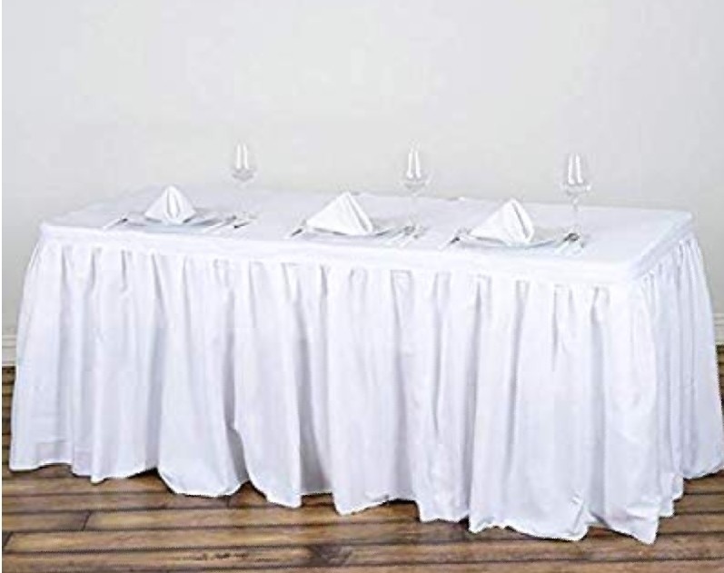 14" White  Polyester Table skirt 