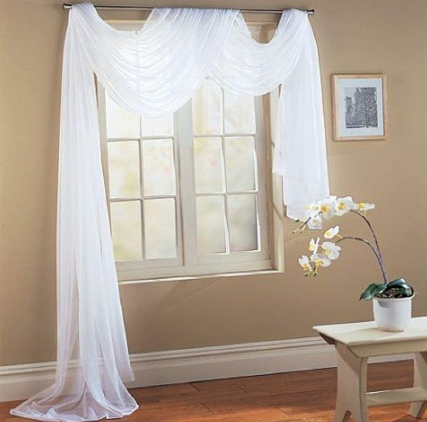 Sheer white scarf 216 inches long