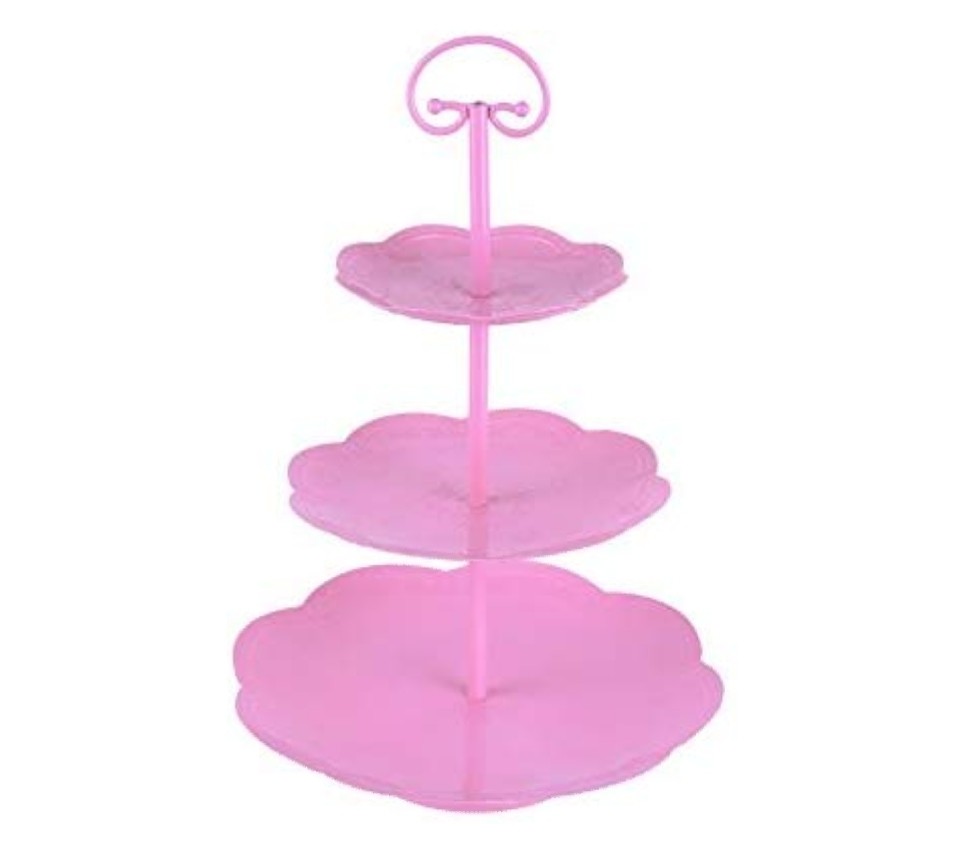 Pink 3 tierd dessert stand 