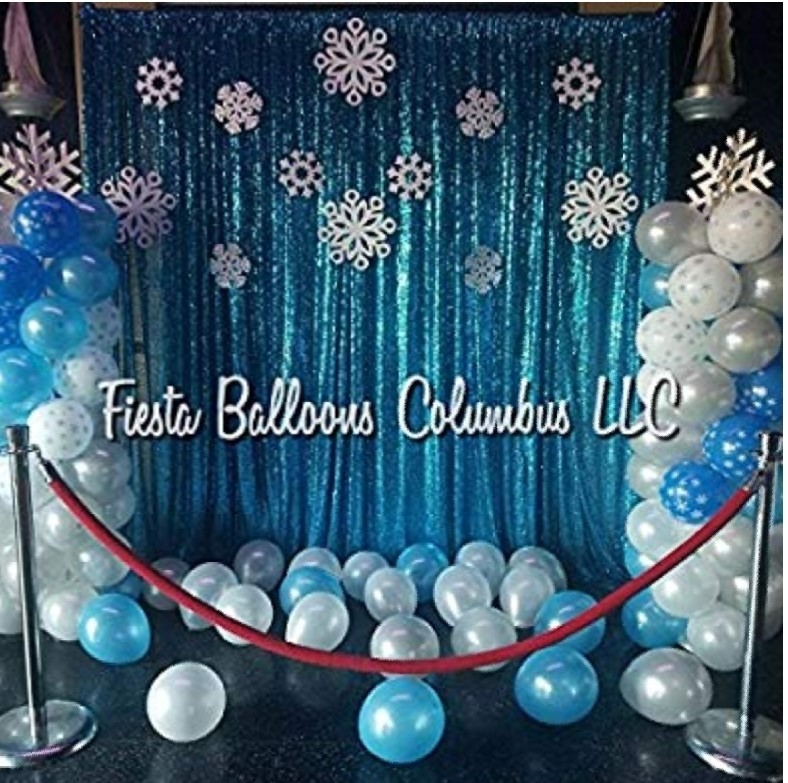 Aqua blue sequin curtain
