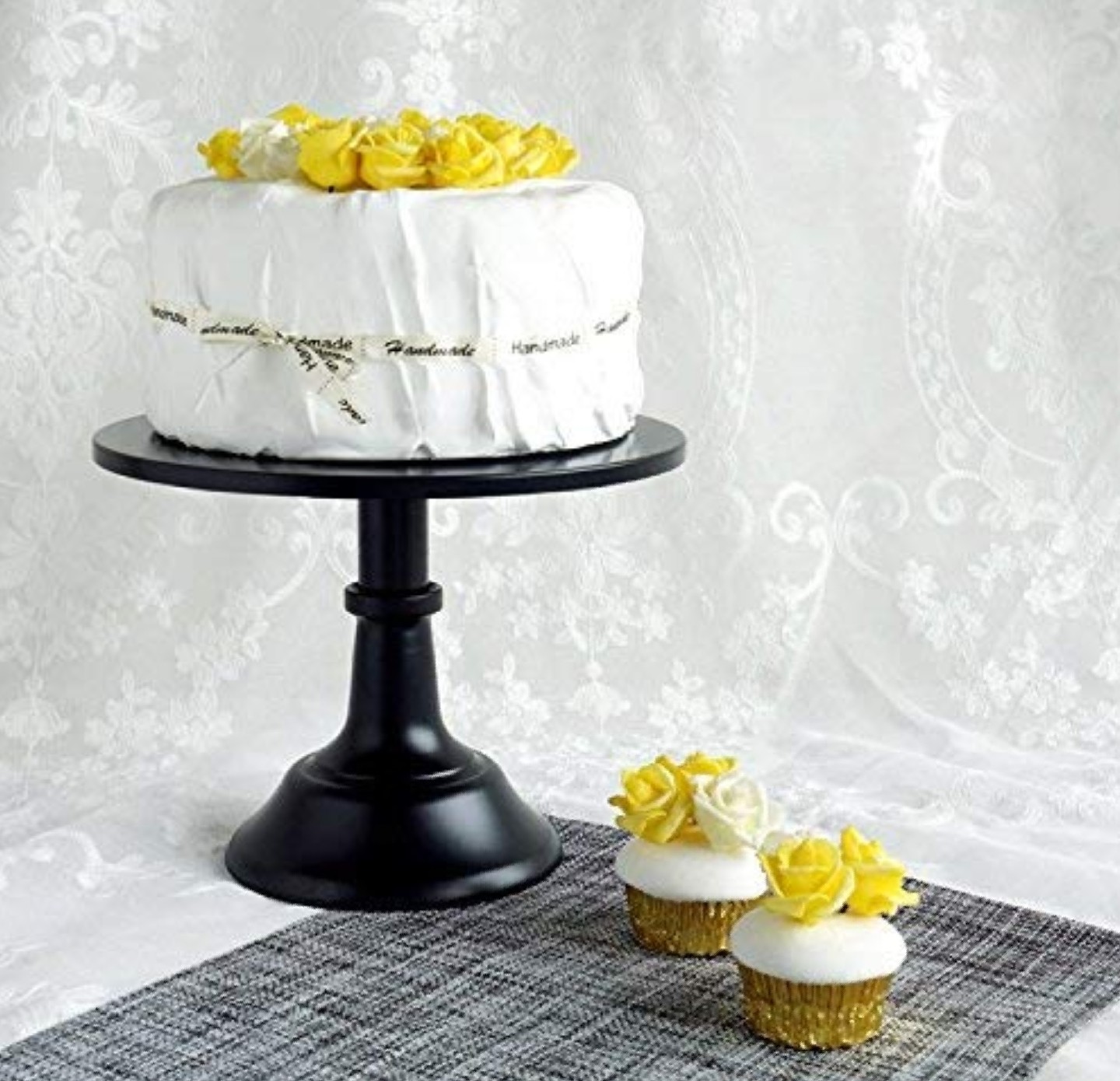 Black 12 inch adjustable cake stand