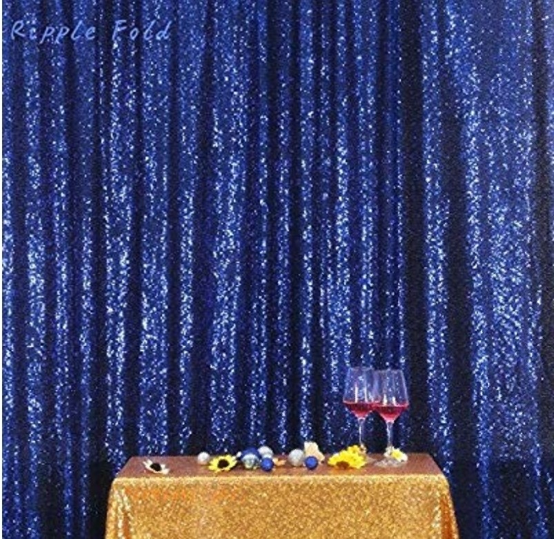Navy blue sequin backdrop curtian (1)