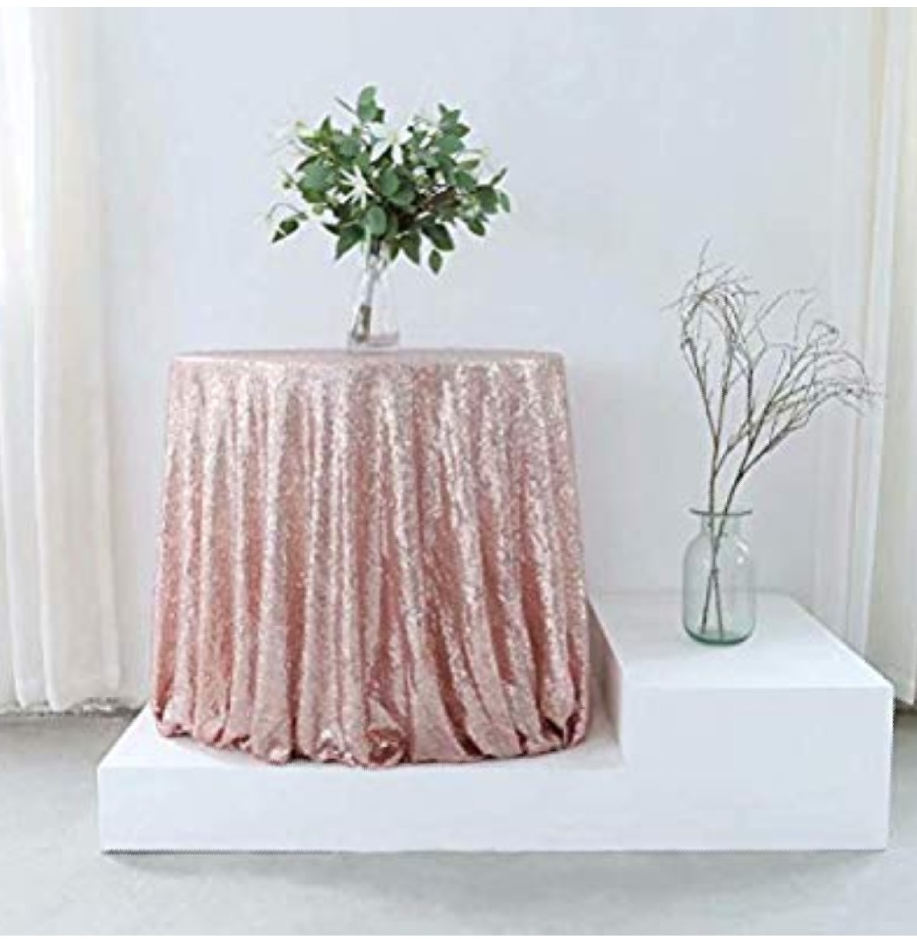90 inch Round Rose Gold Sequin tablecloth