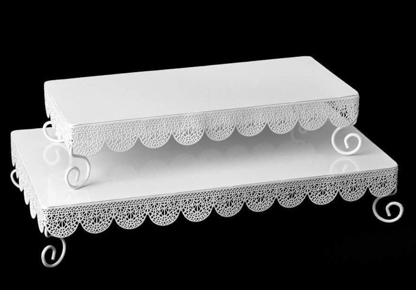 White 2 pc Rectangle Treat Stands