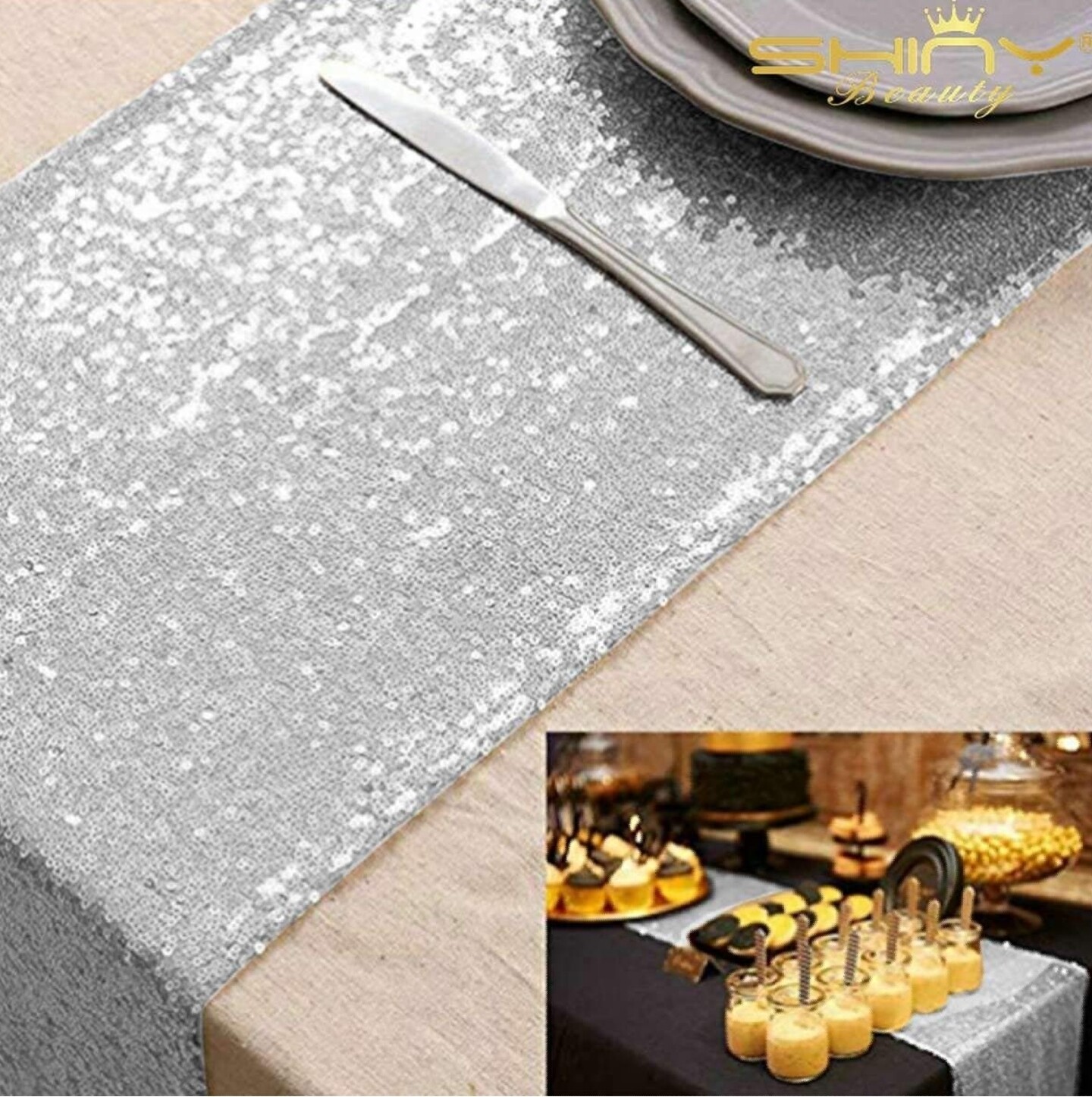 Silver Sequin Runner