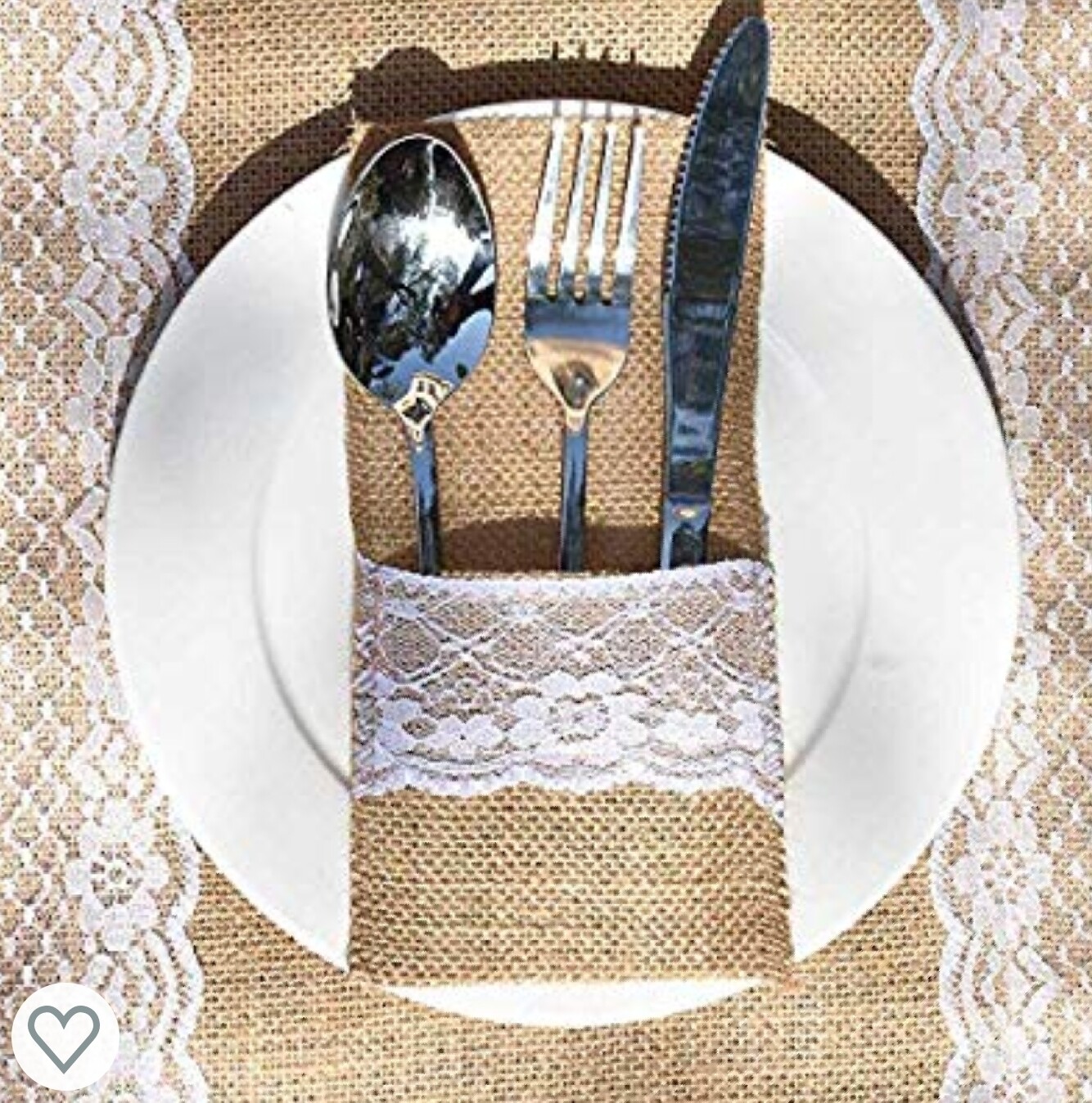 Burlap Lace utensil holder