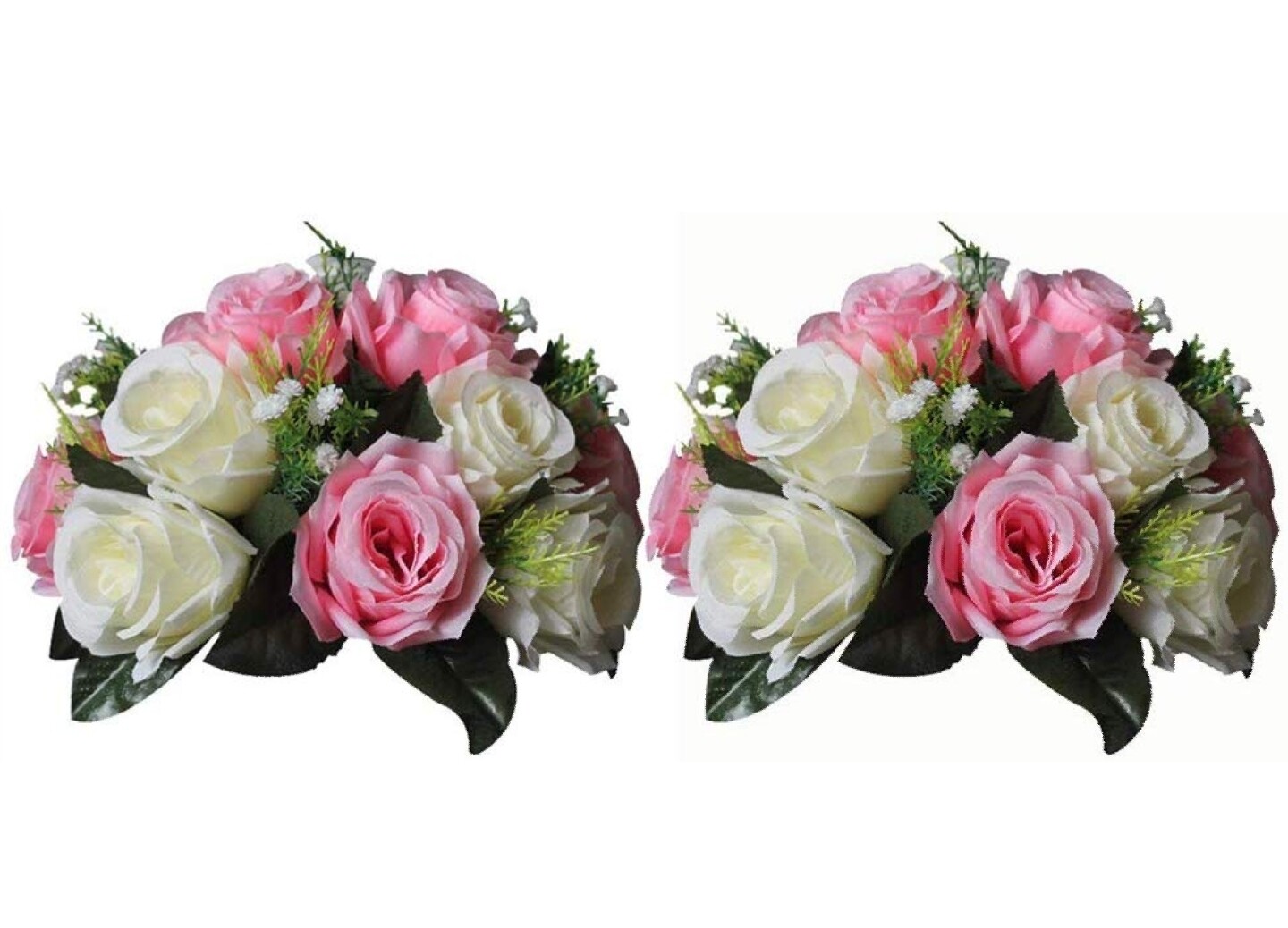 Pink and white flower ball (set of 2)