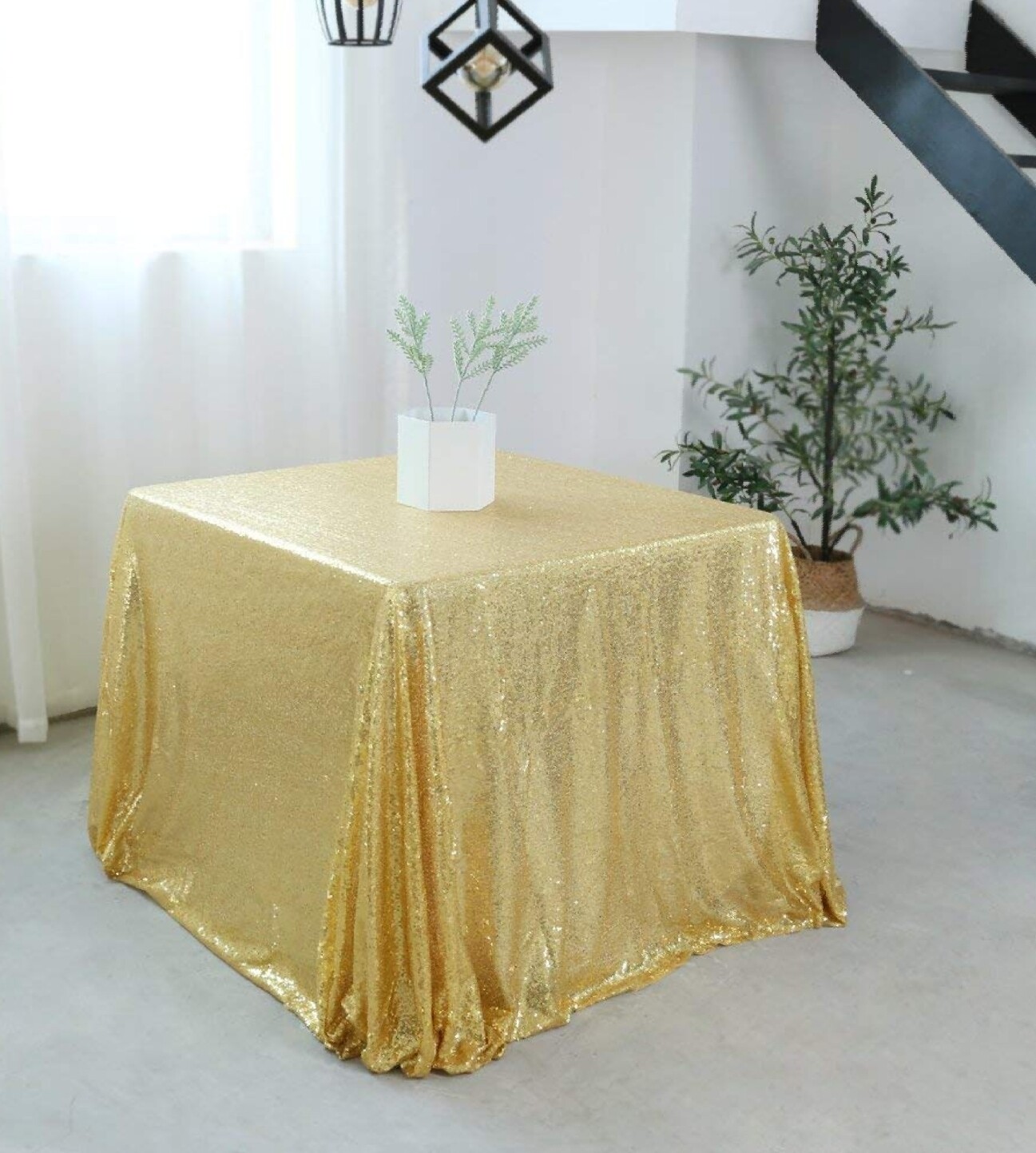 54 x 54 Gold Sequin Tablecloth