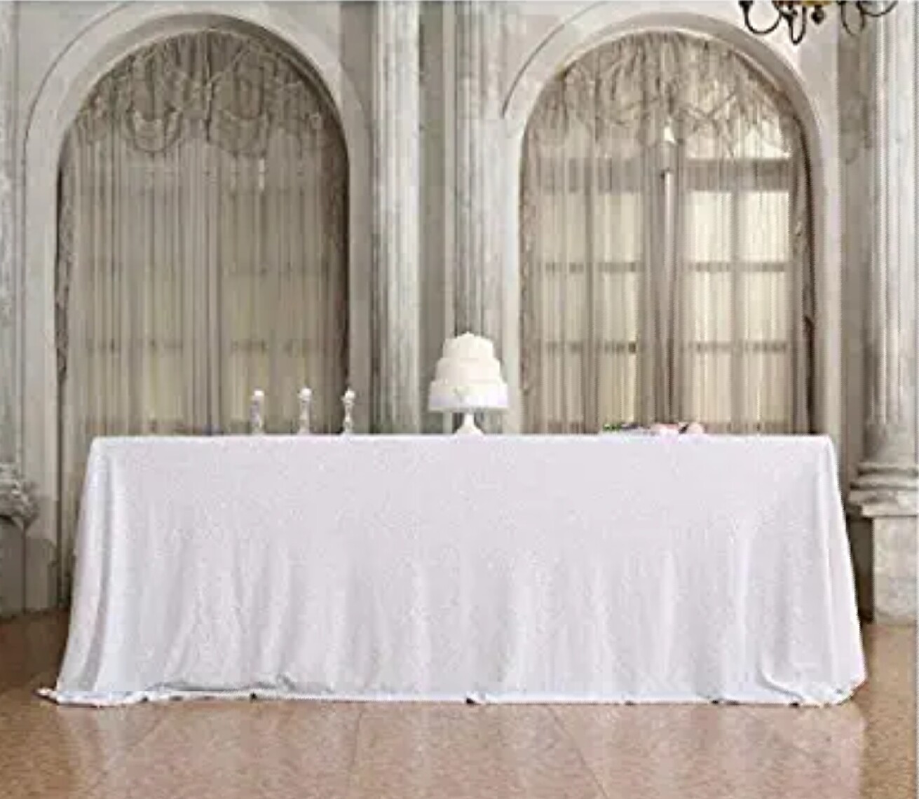 White Sequin Tablecloth
