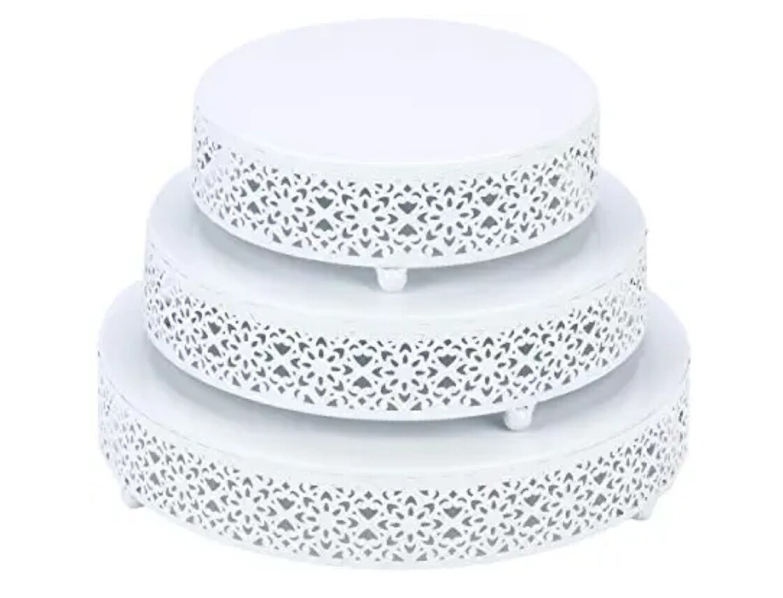 3 Piece White Metal Cake Stands