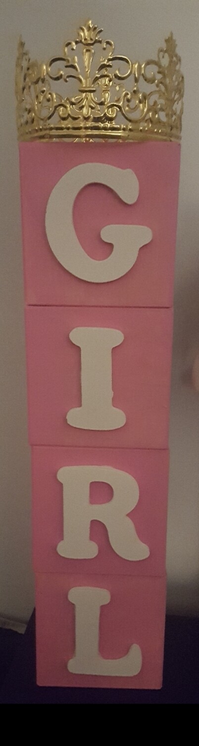 PINK BABY GIRL TABLE TOP  BLOCKS