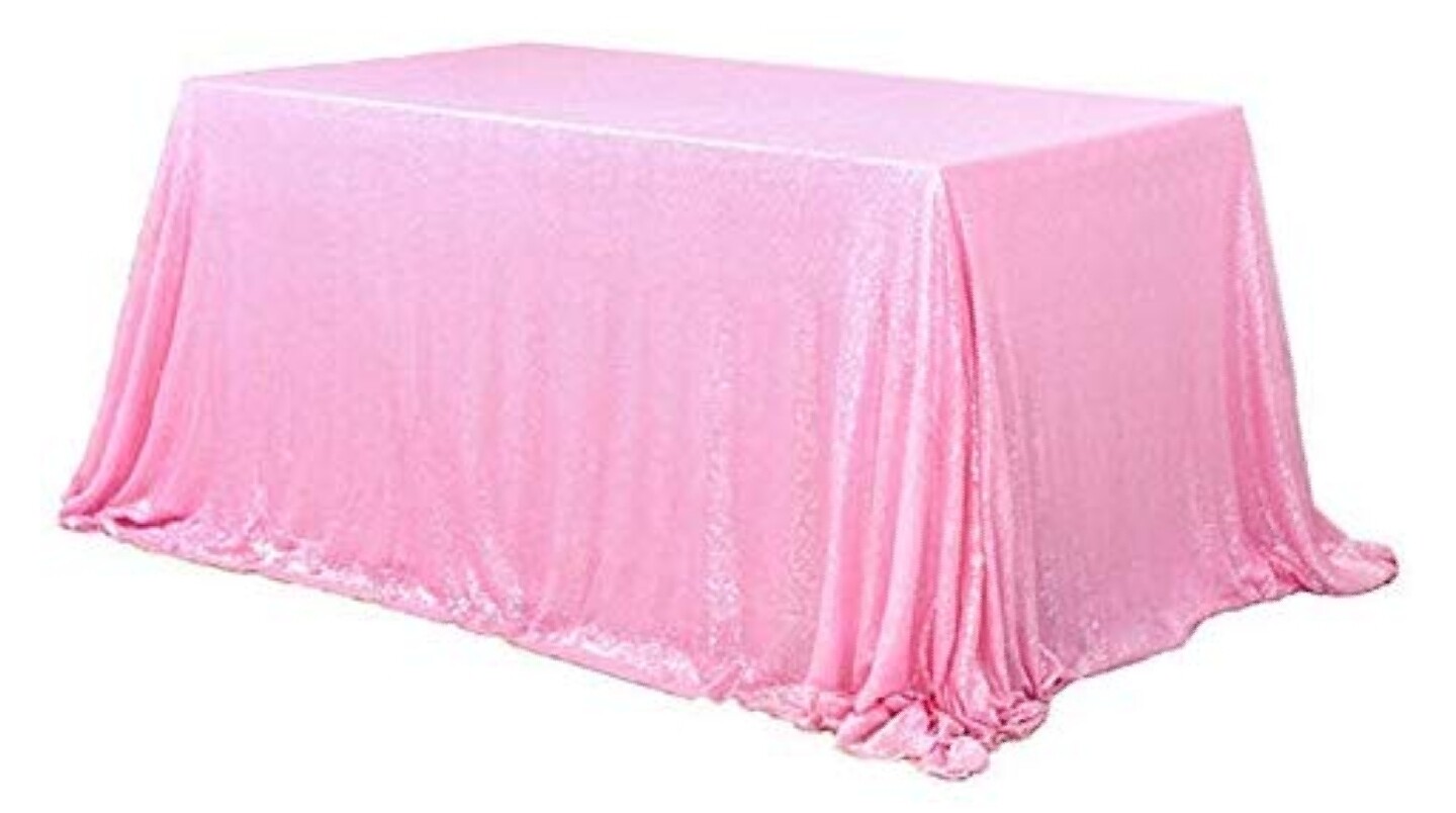 60 x 120  Blush pink sequin tablecloth