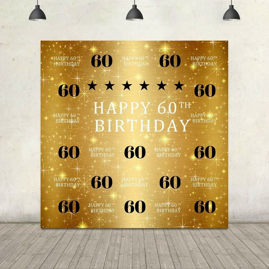 Gold, White and Black 60th Birthday Backdrop