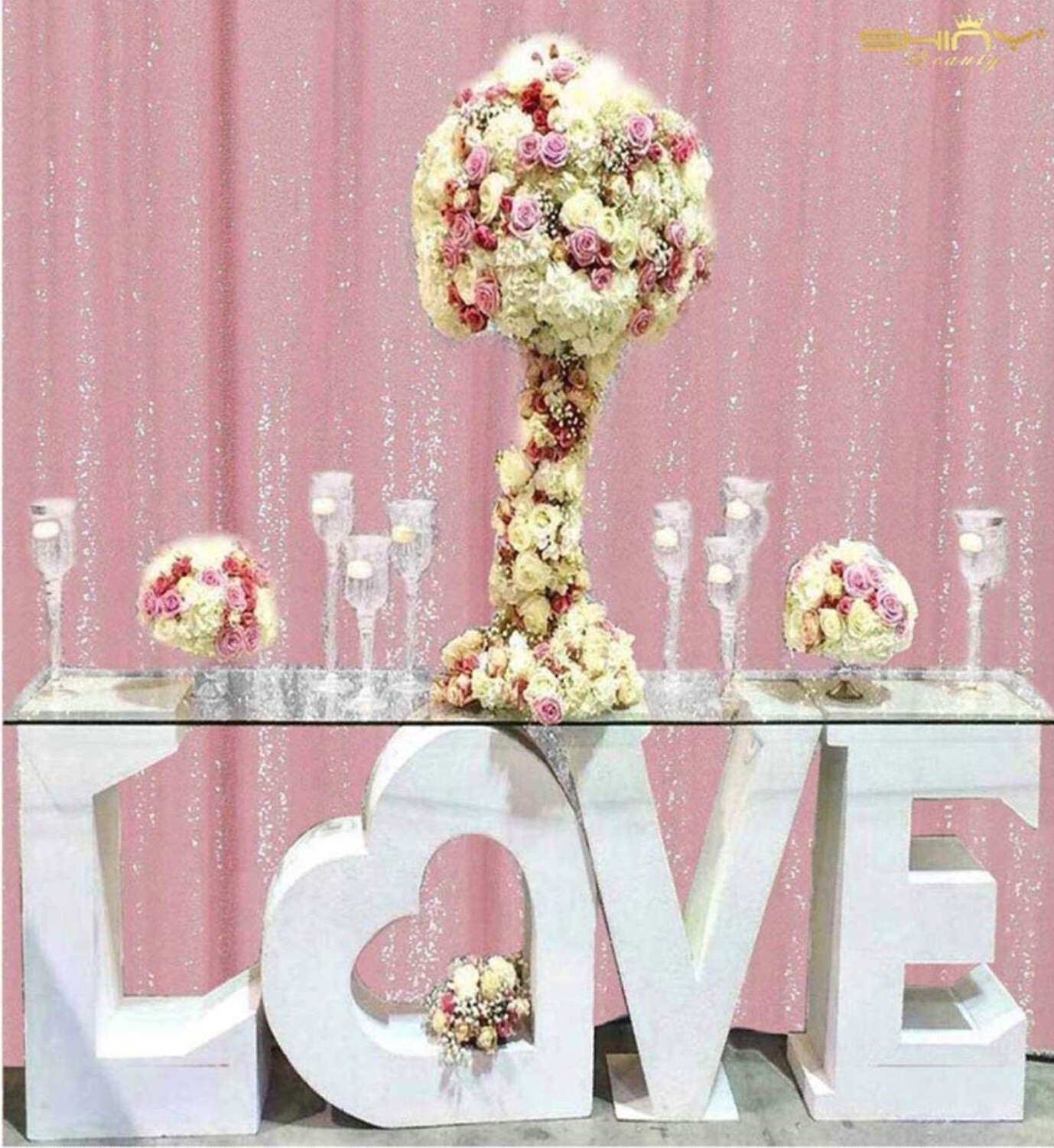Pink Sequin Panels 2ft x 8ft.  (Set of 2)