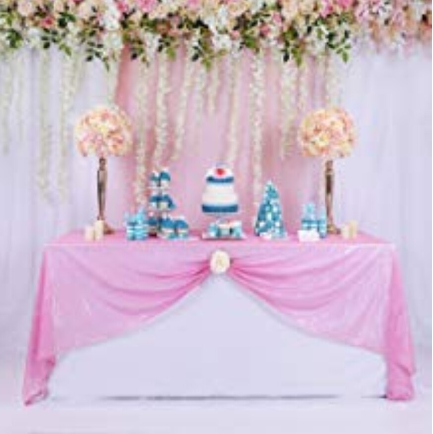 Blush Pink 60 x 120 Sequin Tablecloth