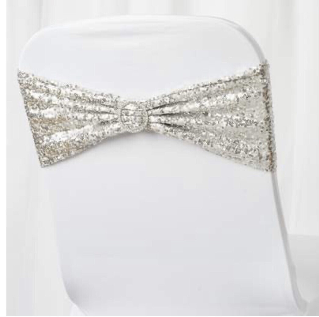 Silver Spandex Sequin Sash