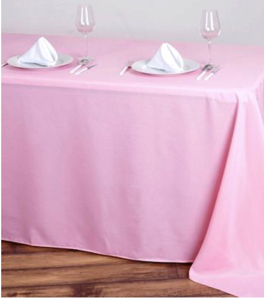 Pink Polyester 90 X 132 Table Cloth