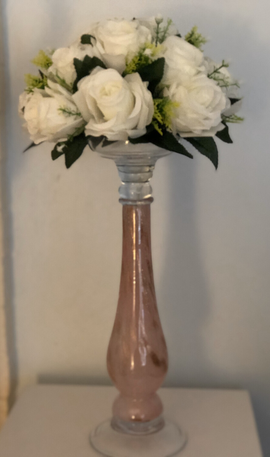 Pink and Gold Glass Candle Holder